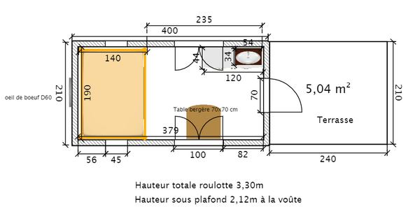 Plan de la roulotte à vendre.