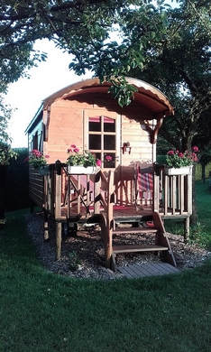 Roulotte installée chez le client.