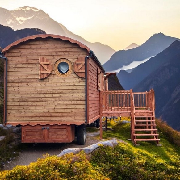 Roulotte constructeur près de Genève en Suisse.